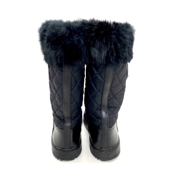 Tory Burch Joey Fur Trim Quilted Winter Boot in Back - Picture 9 of 10